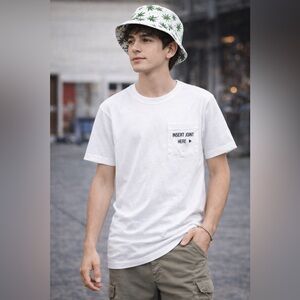 NEW EASY TIMES AMSTERDAM INSERT JOINT POCKET TEE WHITE FREE LEAVES BUCKET HAT